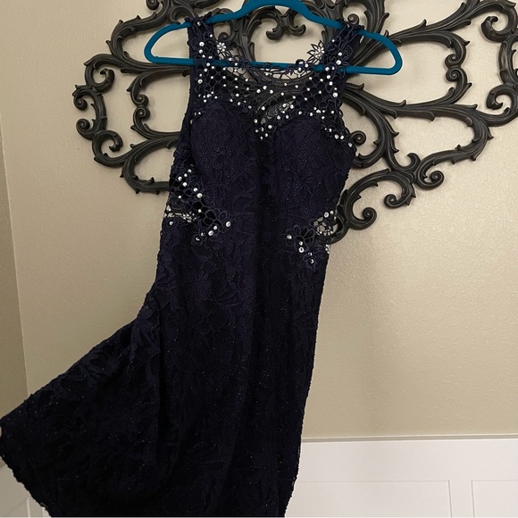 Jodi Kristopher Midnight Blue Evening Dress Size 1 - Picture 3 of 16